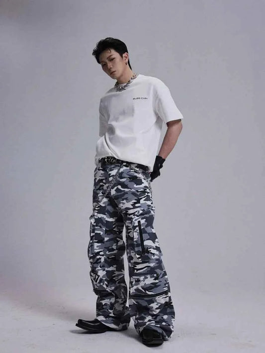 Lightweight Retro Camouflage Zipper Cargo Pants