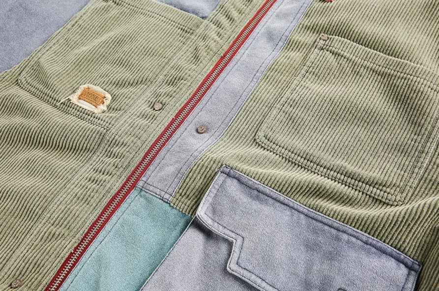 Y2K Washed Canvas Splice Corduroy Jacket