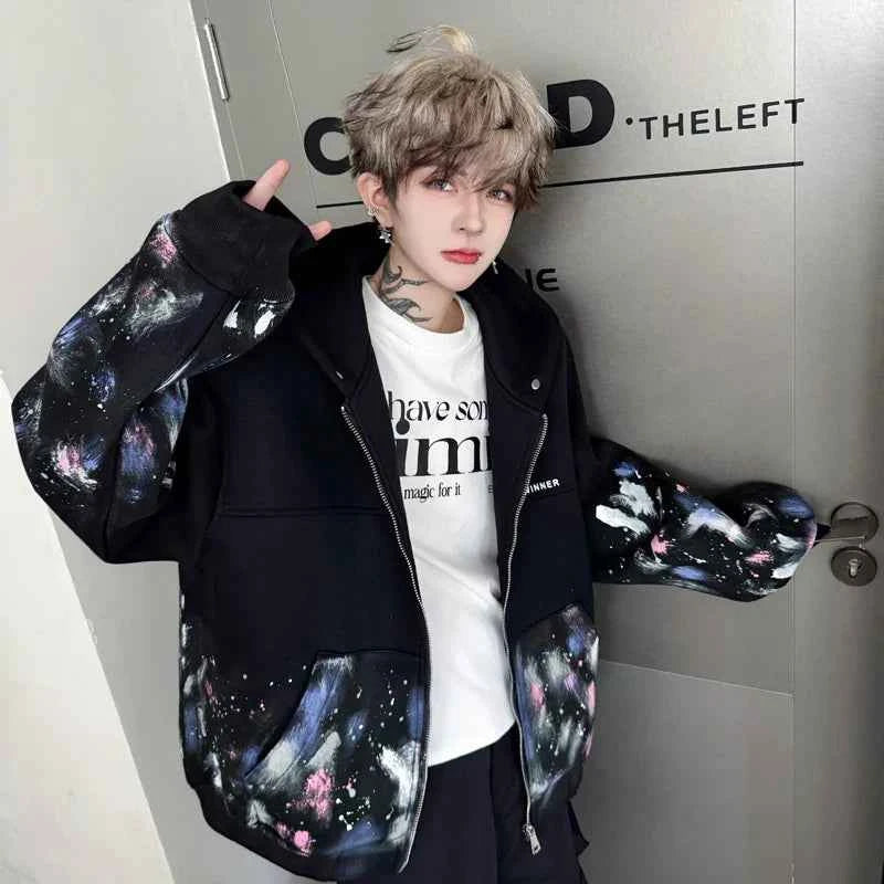 Gothic Vibrant Tie Dye Loose Hooded Sweatshirt