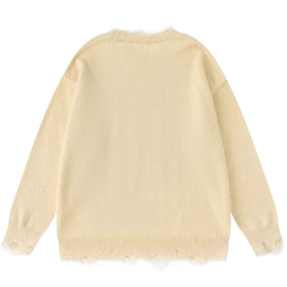 Y2K Flattering Oversized Dog Graphic Knit Sweater