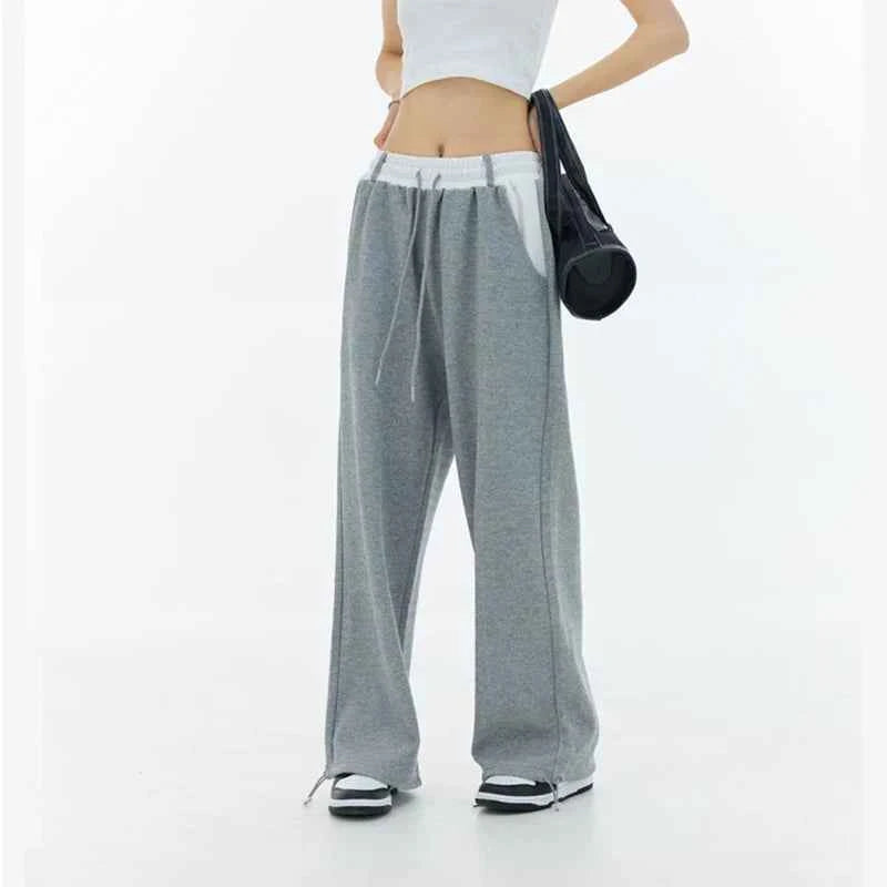 High Waist Patchwork Wide Leg Pants