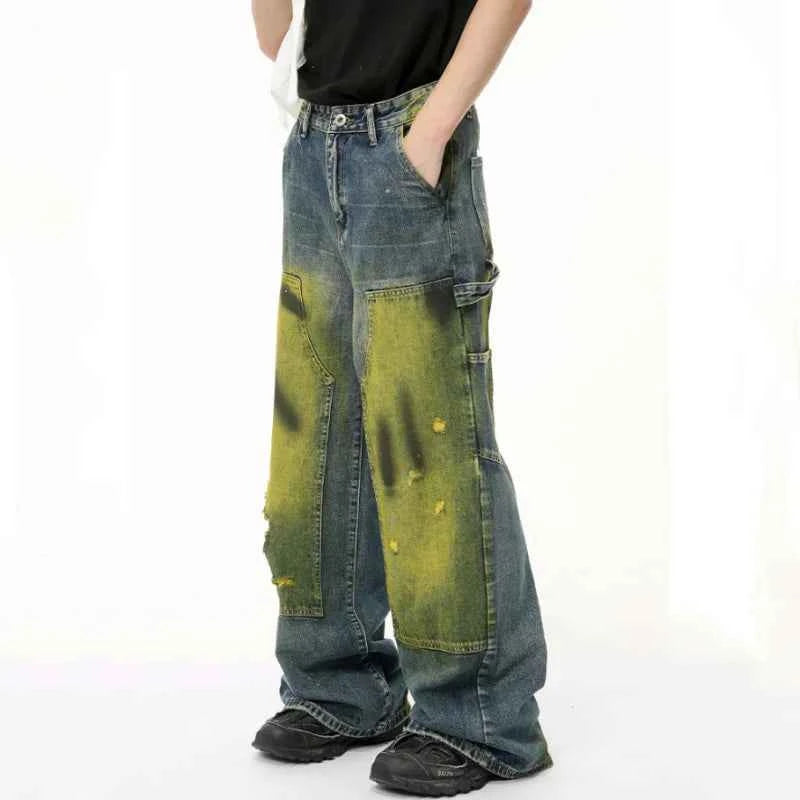 Retro Laidback Bottoms Vintage Tie Dye Baggy Jeans