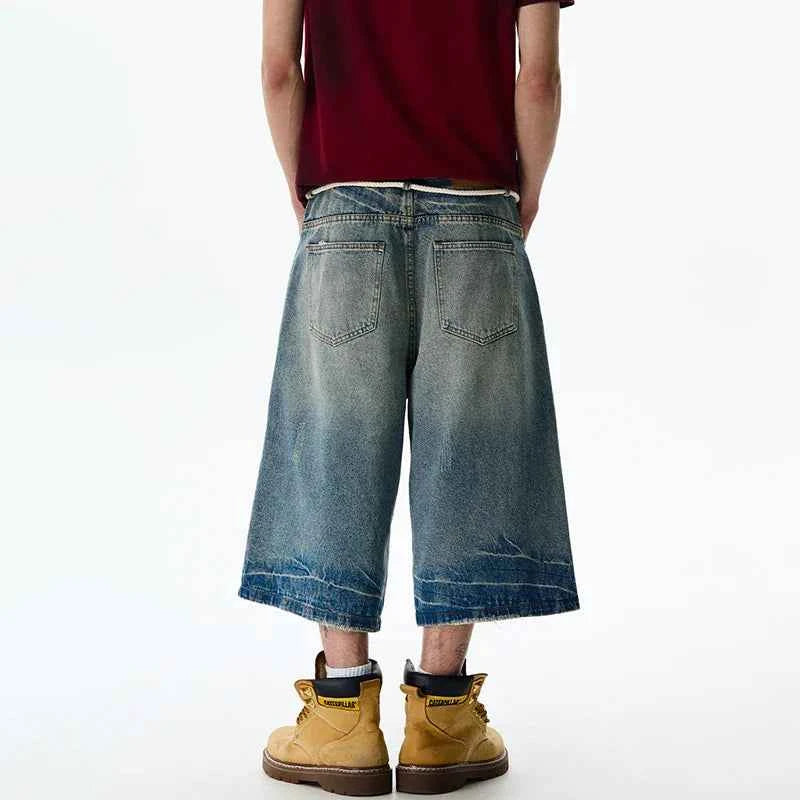 Vintage Loose Wide Leg Cropped Denim Jorts