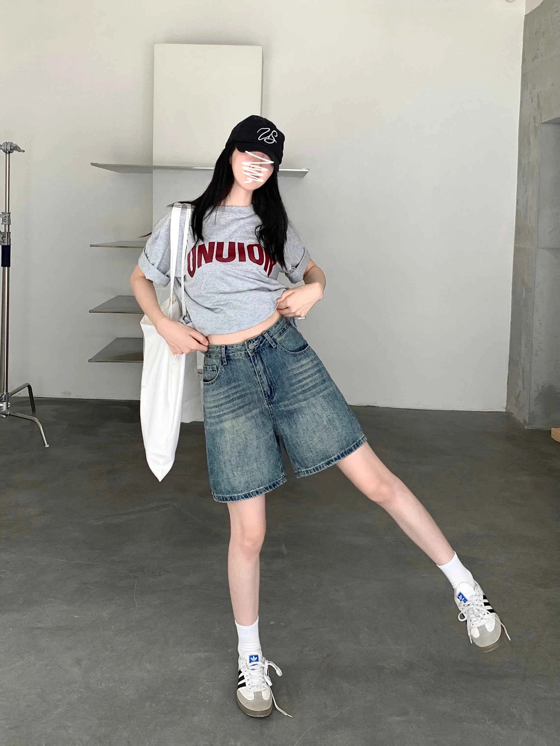 Women Vintage High Waist Denim Short