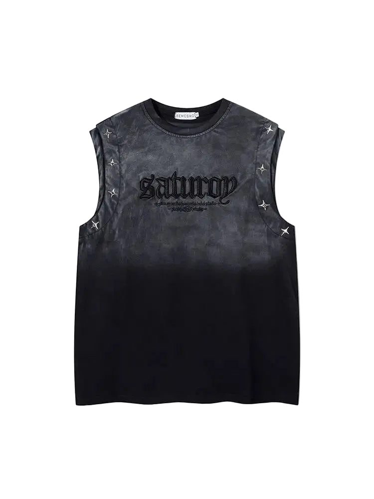 Vintage Gradient Studded Vest for Unisex