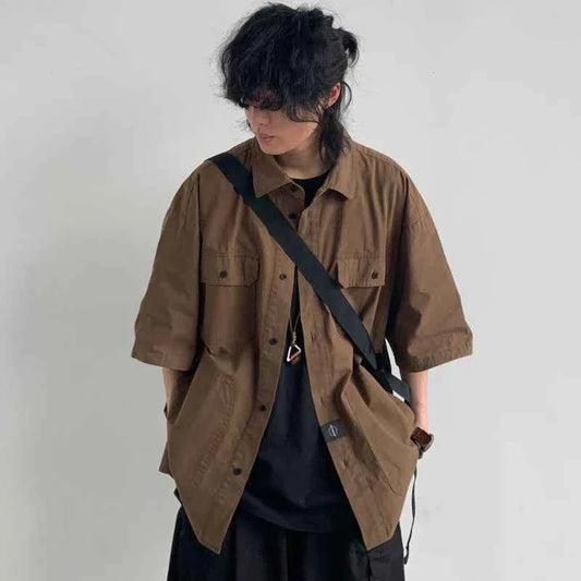 Vintage Japanese Loose Short Sleeve Shirt
