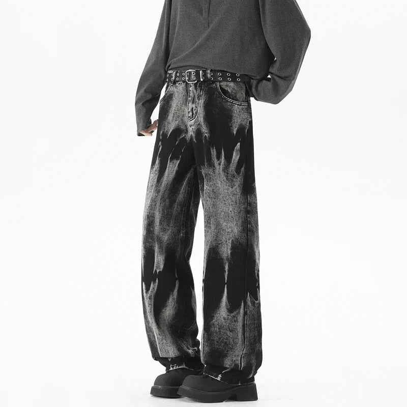 Durable Streetwear Black Tie Dye High Jeans