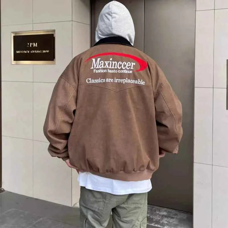 Premium Washed Embroidered Lapel Denim Jacket