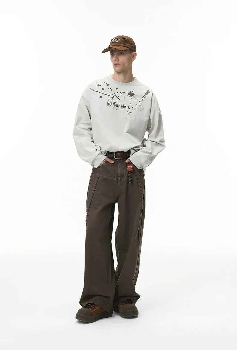 American Splatter Color Block Long Sleeve T-Shirt