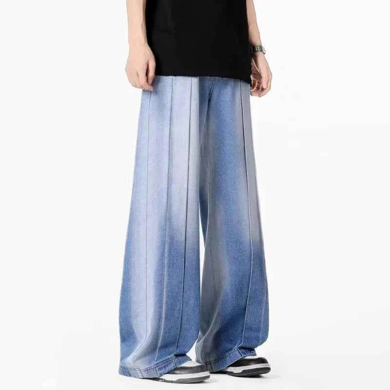 Gradient Patchwork Washed Blue Jeans