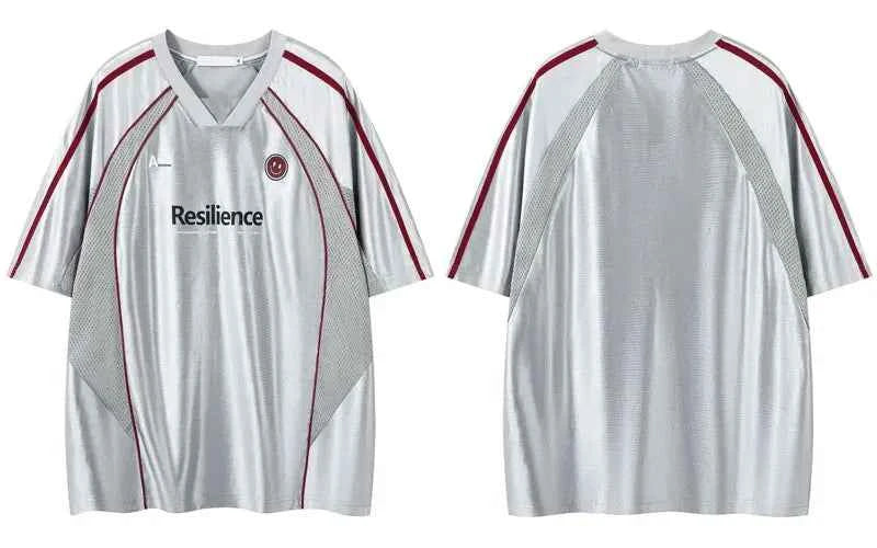 Streetwear Graphic Patchwork Mesh Jersey Sport T-Shirt