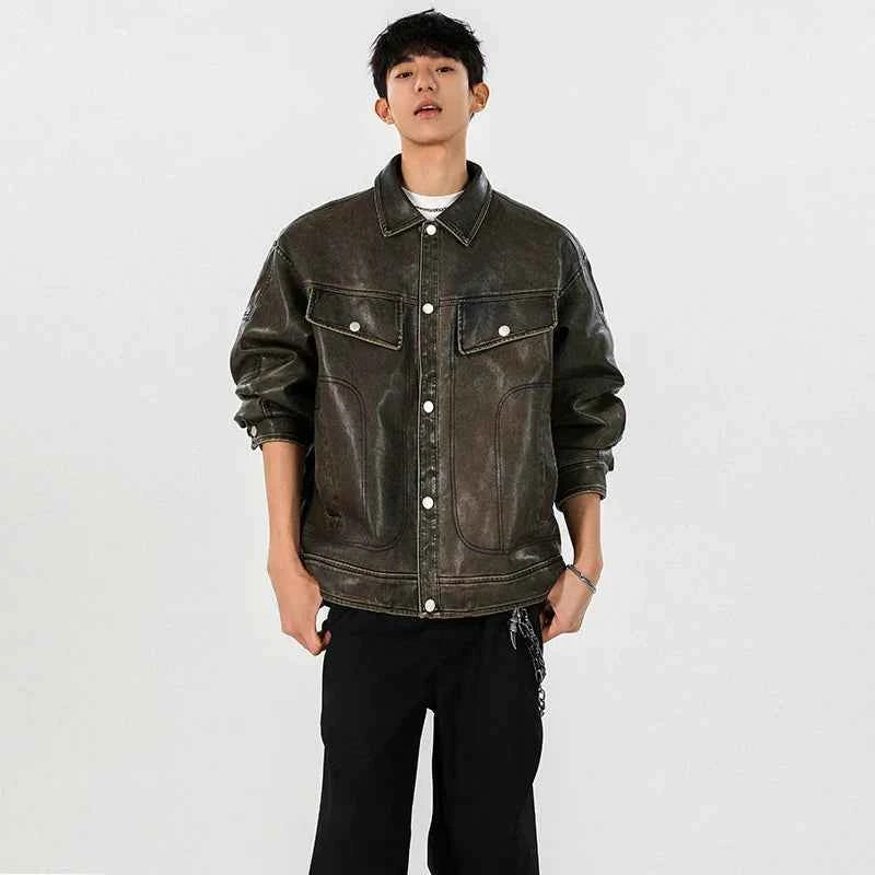 Classic Premium Vintage Loose Leather Motorcycle Jacket