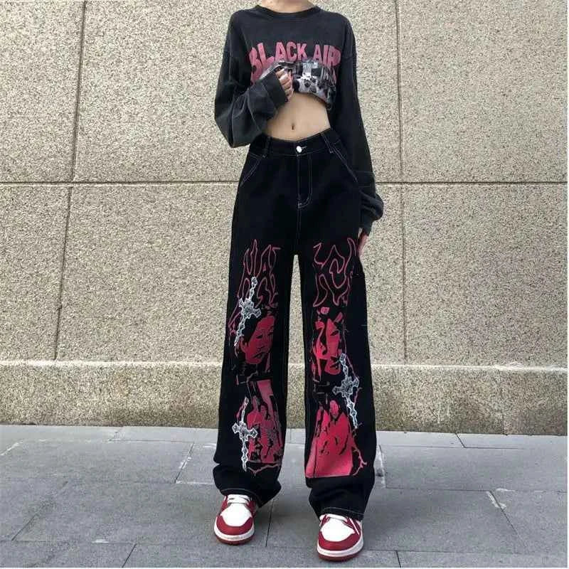 Y2K Streetwear Black Hip Hop Oversize Jeans