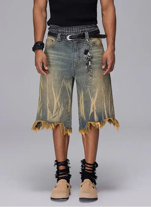 Blue Ripped American Denim Short - Luxuryurbanwear