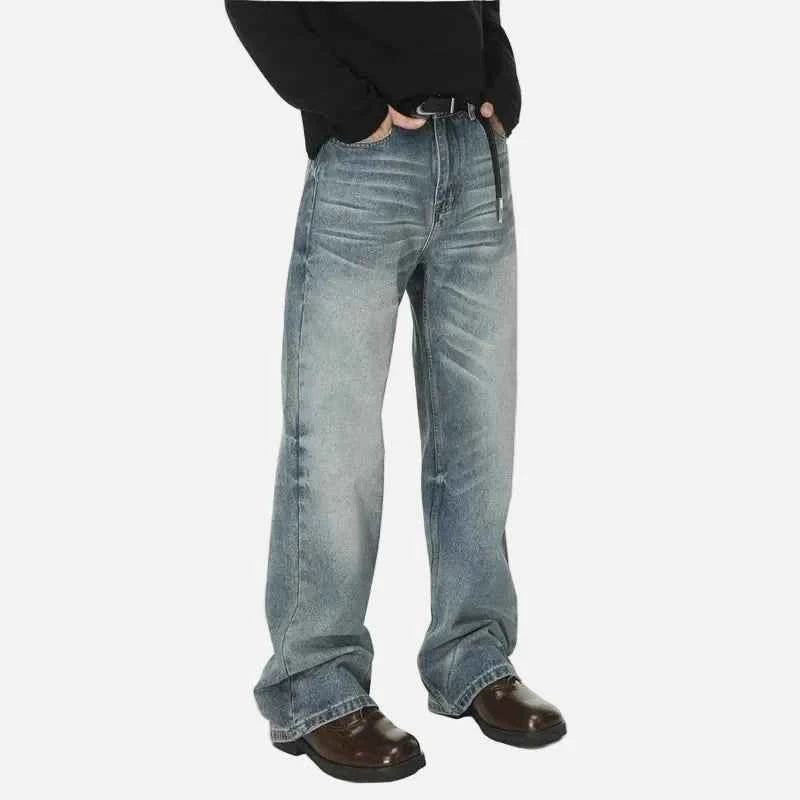 American Style Vintage Washed Blue Denim Jeans