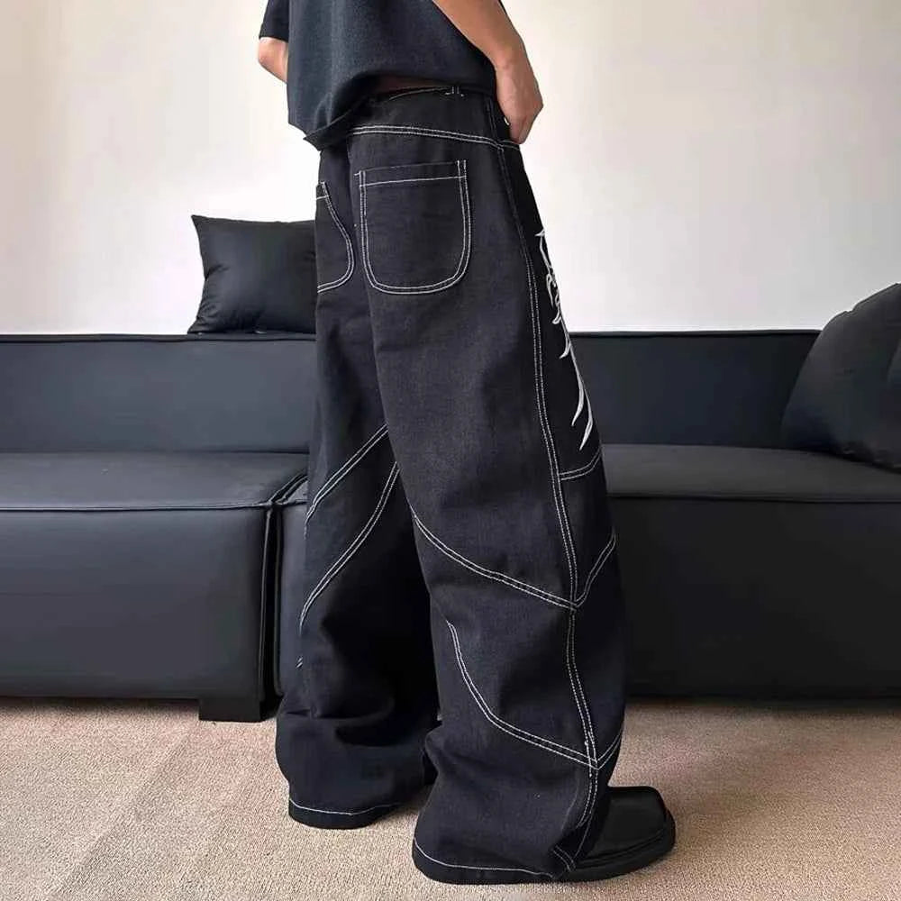 Vintage American Style Graphic Wide Leg Jeans
