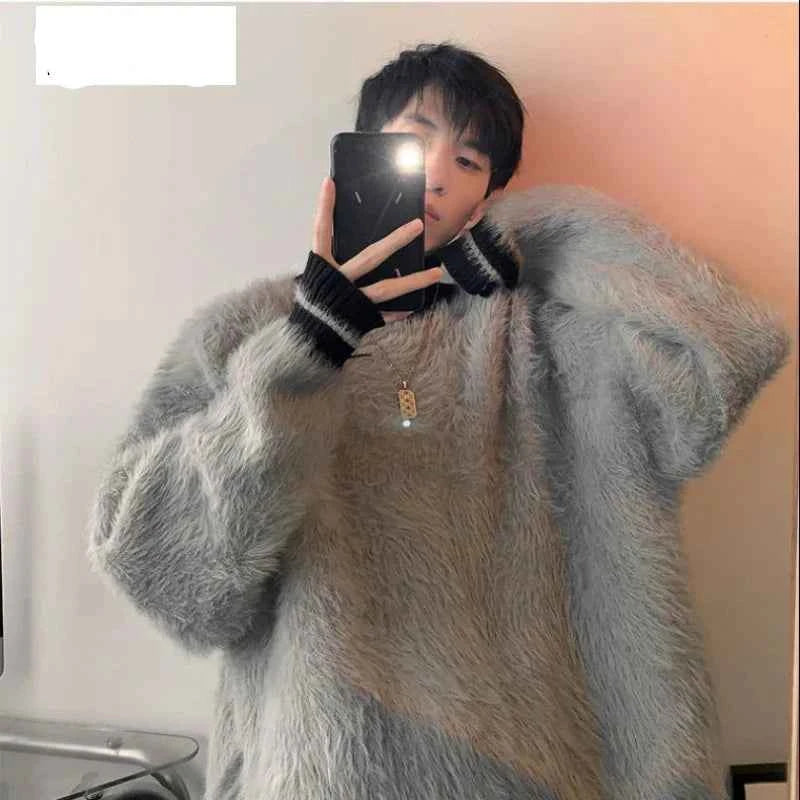 Korean Style Casual Turtle Neck Fur Sweater