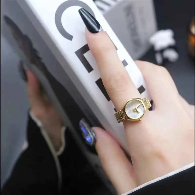 Unique Gold Watch Color Gothic Ring
