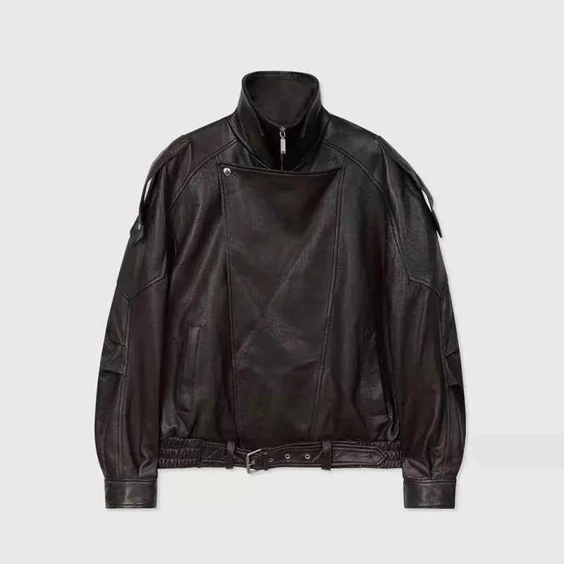 Women Oversized Genuine Leather Jacket