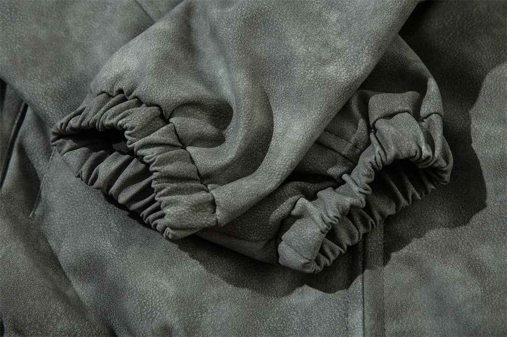 Winter High Street Flame Letter Leather Jacket