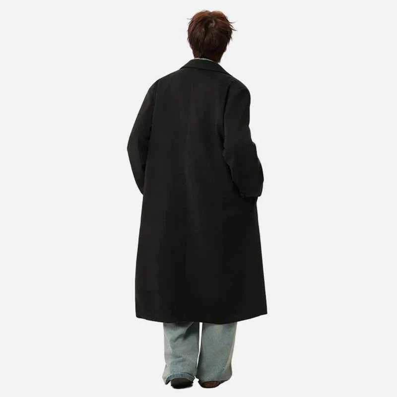 Korean Style Retro Single Button Wool Coat