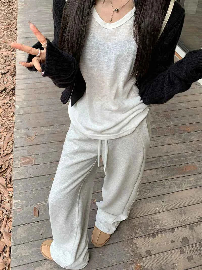 Streetwear Vintage High Waist Casual Lace-Up Sweatpants