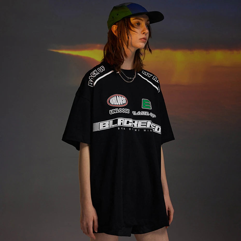 Streetwear Oversized Fashion Motorcycle Racing Style T-Shirt