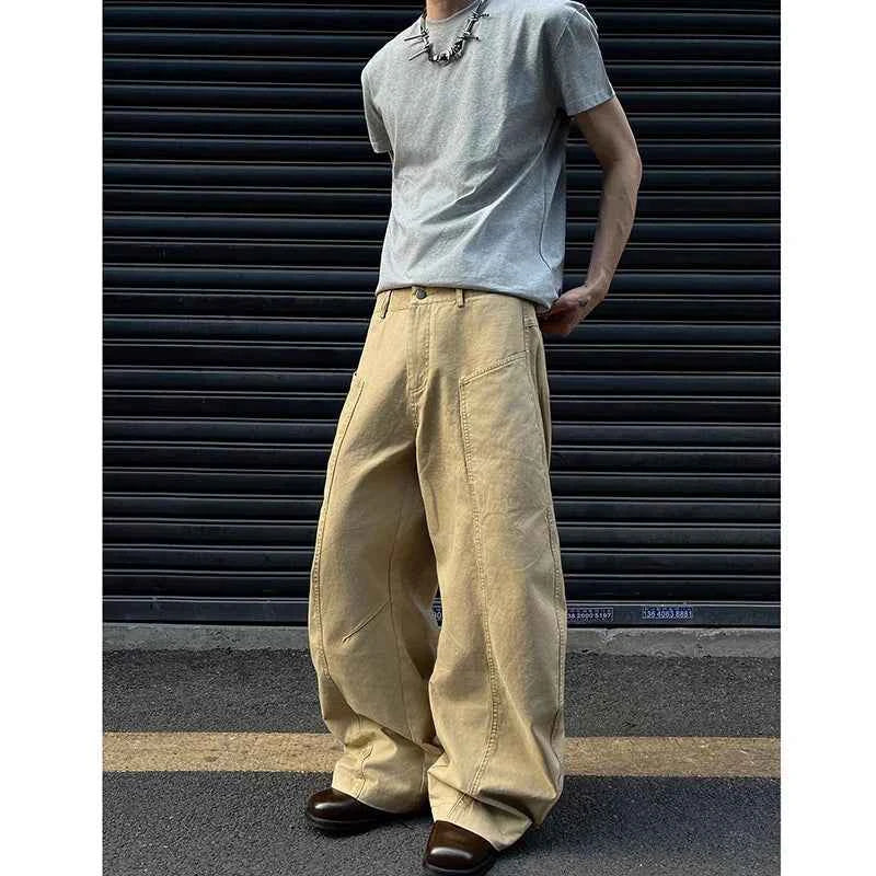Vintage High Waist Khaki Cargo Jeans
