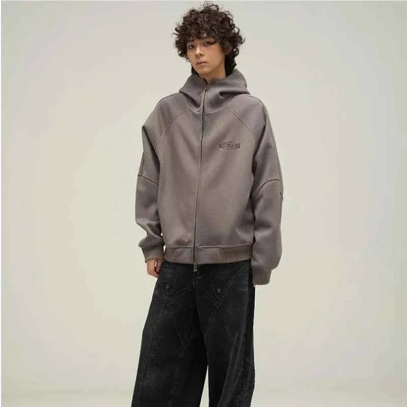 Punk Oversized Letter Embroidered Stand Sweatshirt