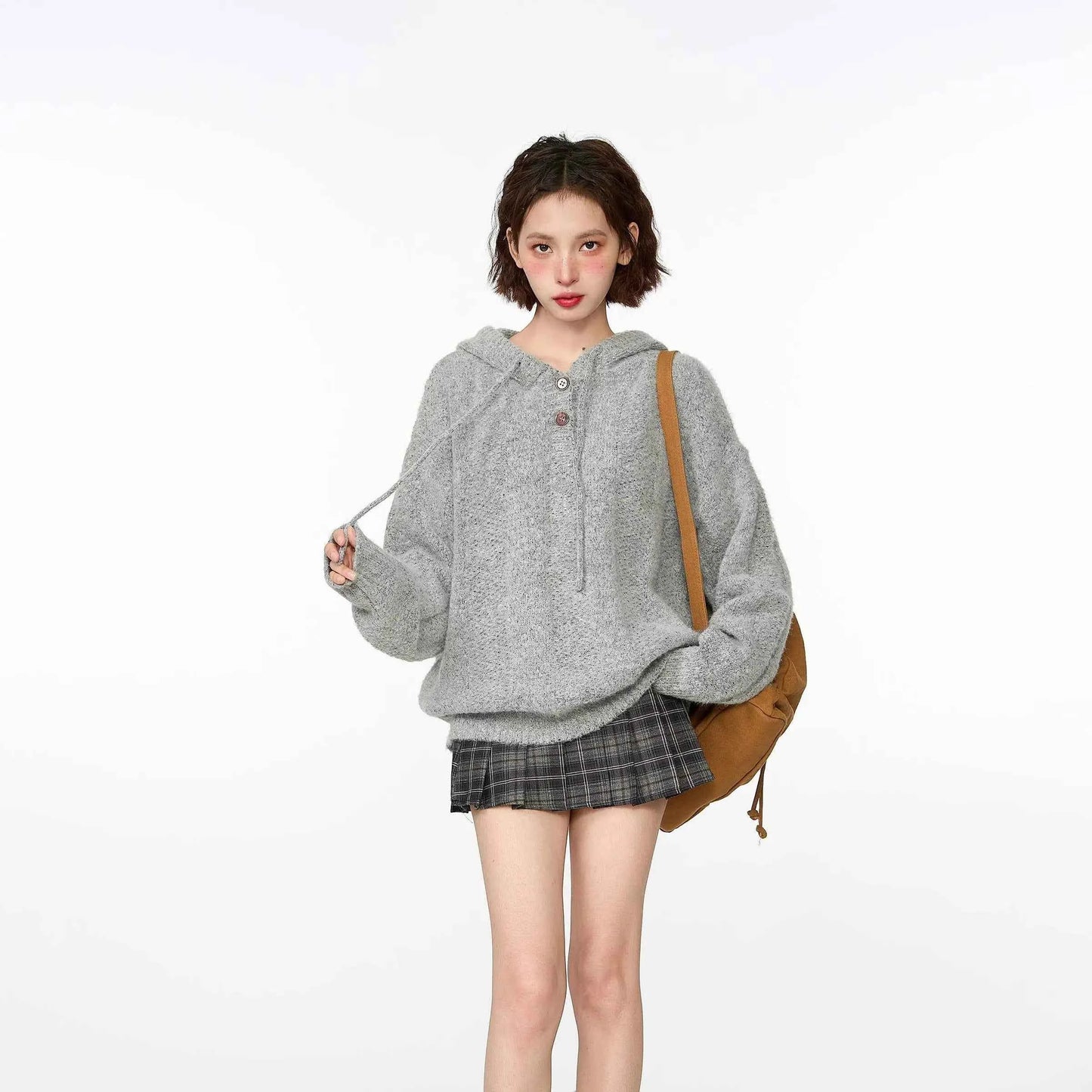 Classic Comfort Cozy Gray Knitted Hoodie