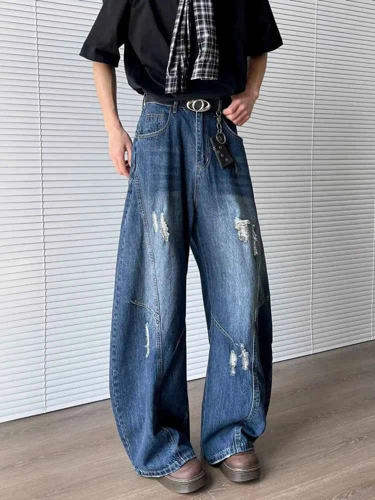 Work & Play Ripped Blue Baggy Stacked Jeans