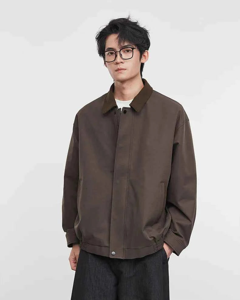 Streetwear Loose Solid Color Lapel Jacket