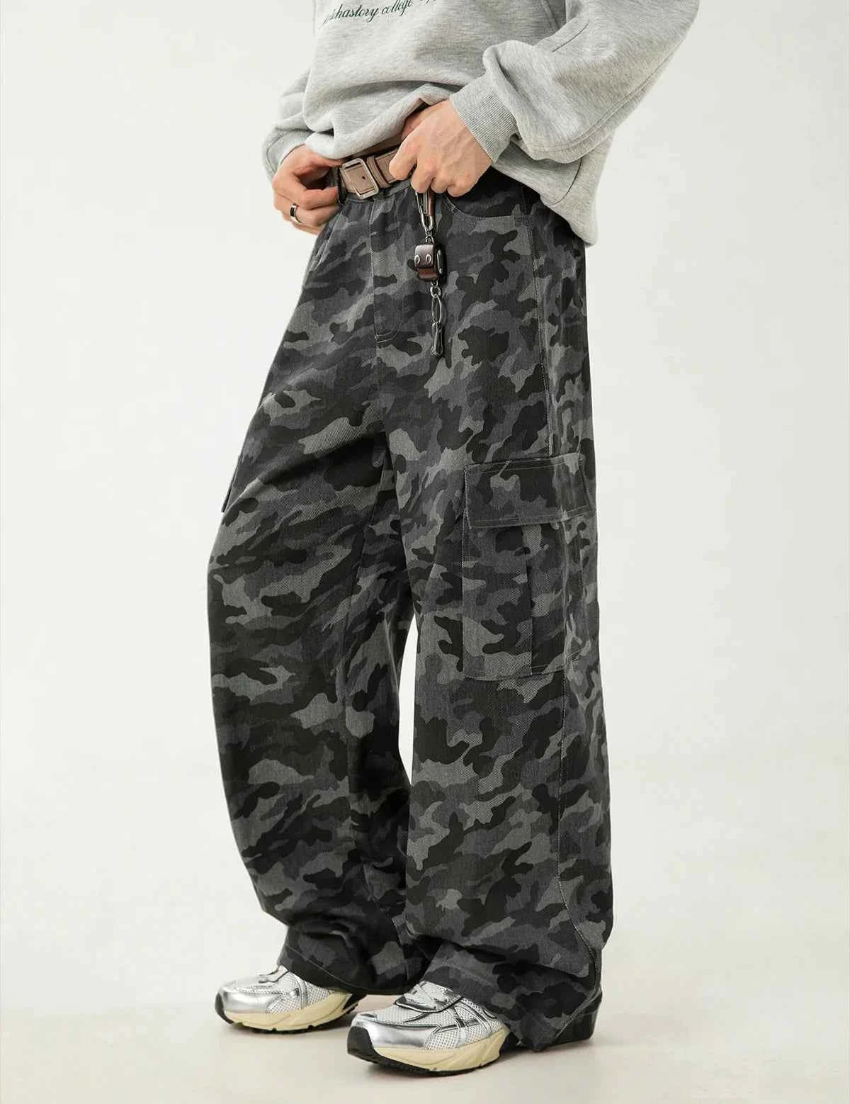 Vintage Tactical Camo Cargo Straight Leg Pants
