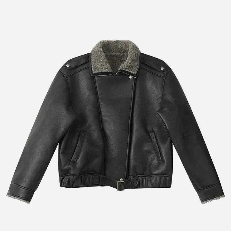 Effortless Warm Fleece Lined Leather Jacket