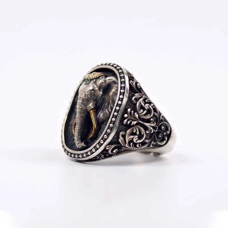 Vintage Thai Silver Elephant Cuff Ring