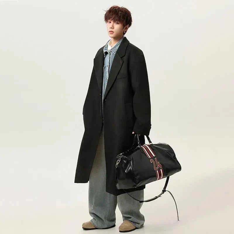 Korean Style Retro Single Button Wool Coat