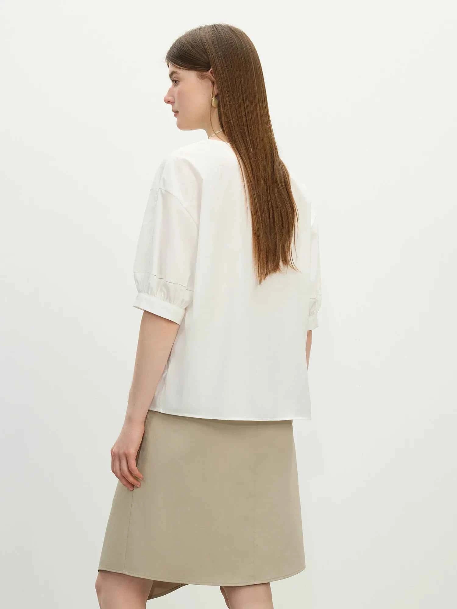 Women Classic Effortless Summer V-Neck Linen Shirt
