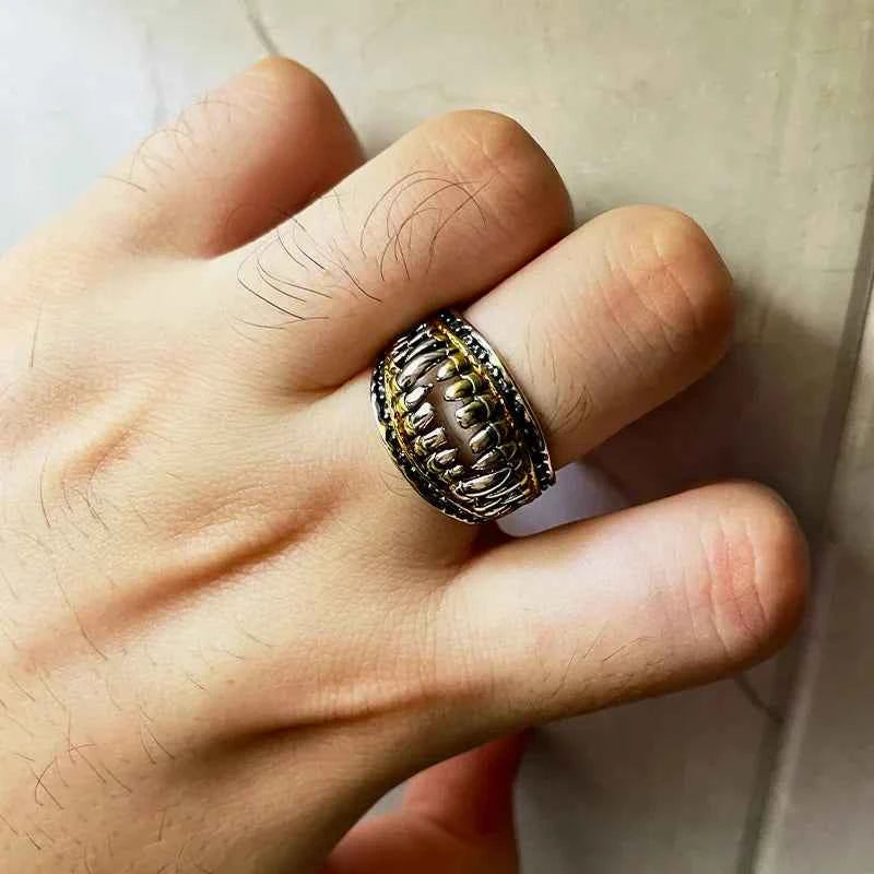 Handmade Devil Teeth Denture Ring
