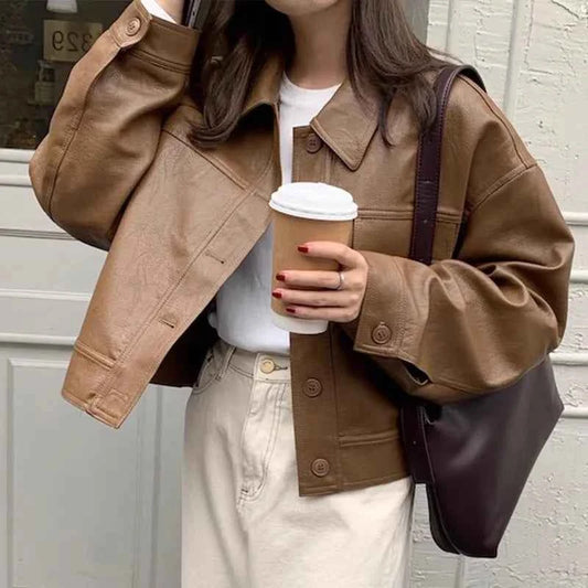 Women Winter Comfort Retro Leather Jacket