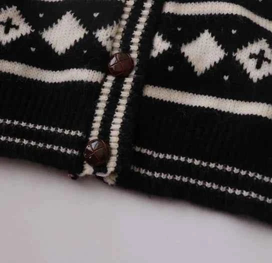 French Retro Forest Jacquard Knitted Cardigan
