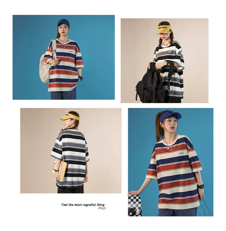 SQ2 Multi Striped Color Loose T-Shirt