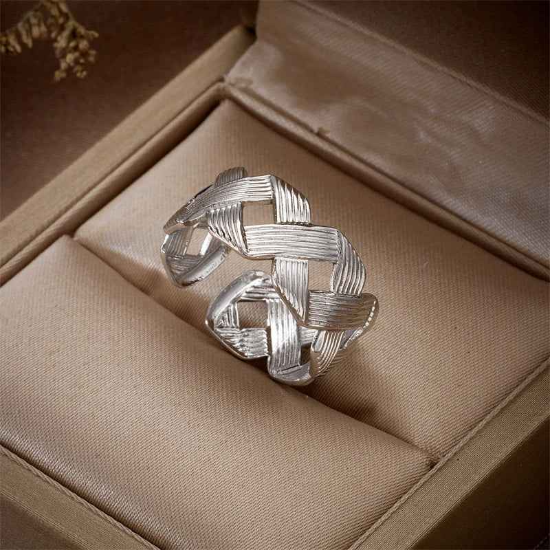 Cross Cutout Stainless Steel Open Ring