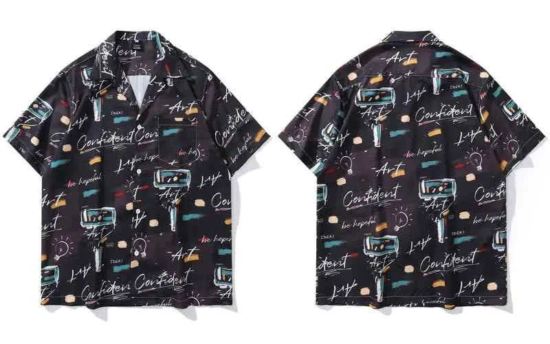 Unique Graffiti Flexible Short Sleeve Beach Shirt