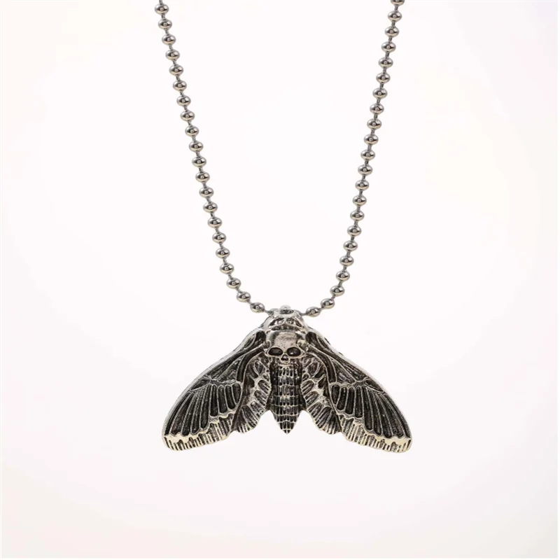 Gothic Skull Moth Charm Necklace - Luxuryurbanwear