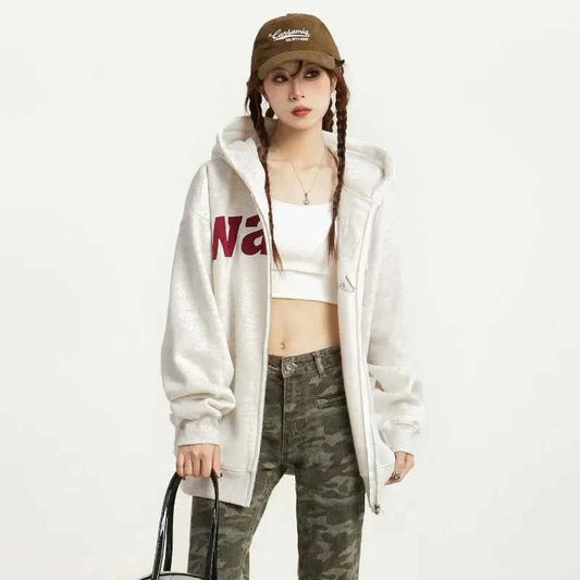 Cozy Oversized Letter Embroidery Sweatshirt