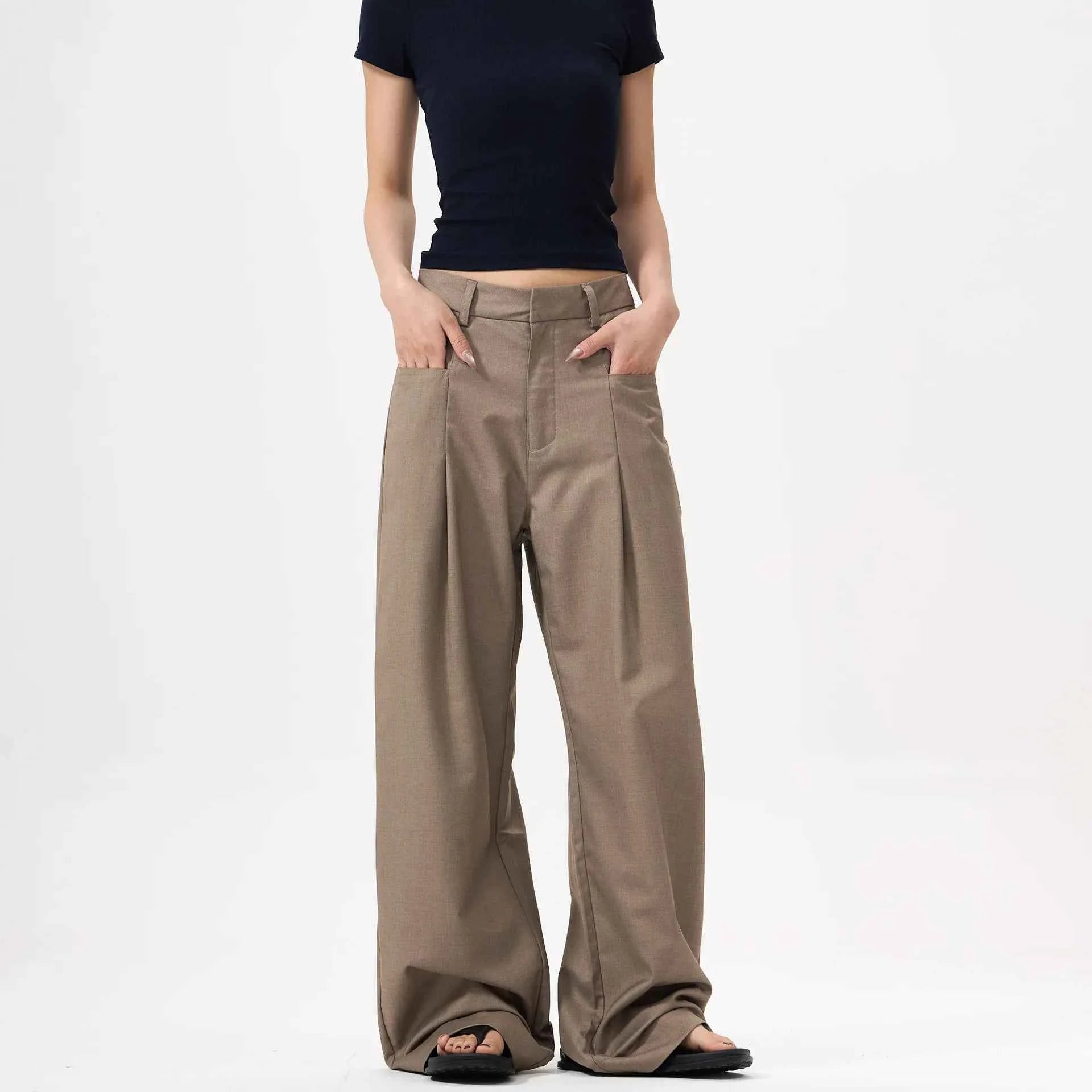 Draped Pleated Western Loose Pants