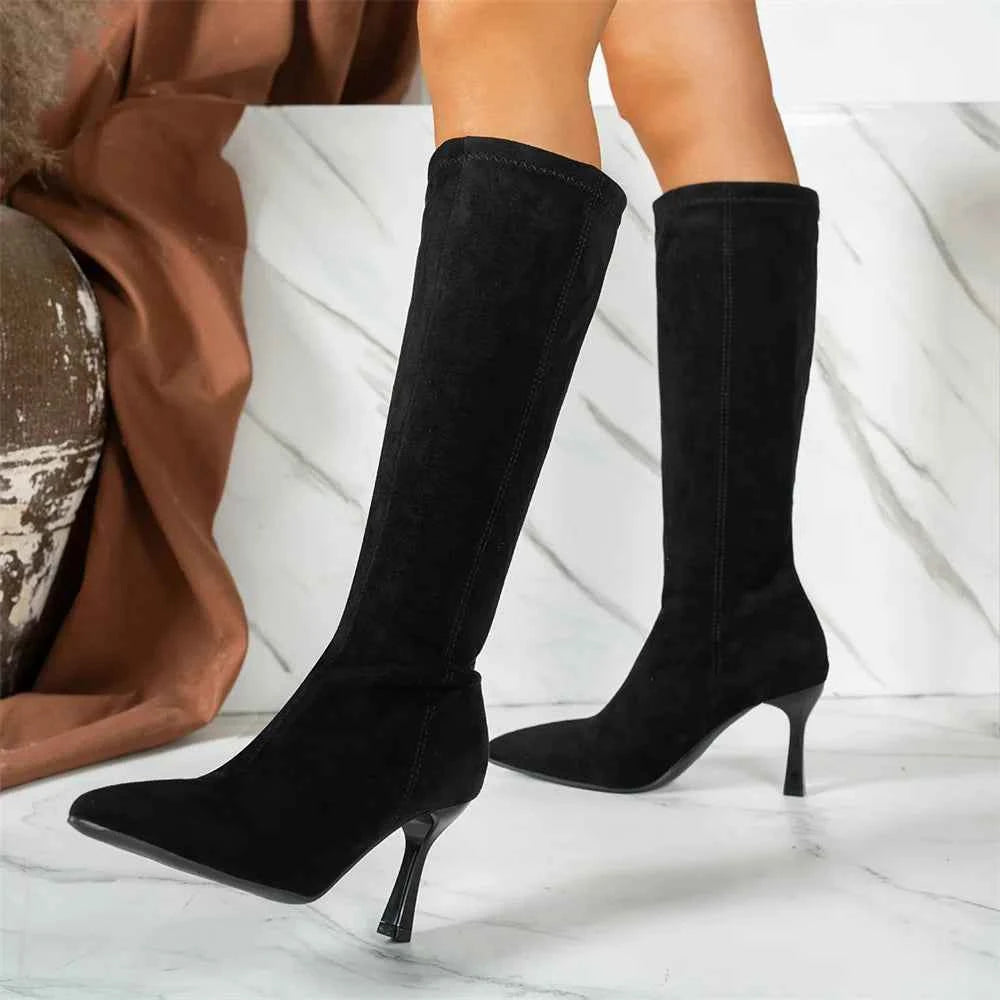 Elegant Toe Stretch Thin High Heels Boots