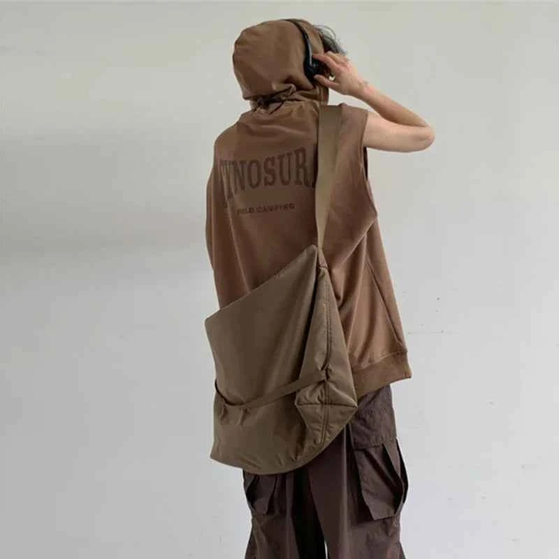 Sleeveless Cotton Letter Printed Tank Hooded T-Shirt