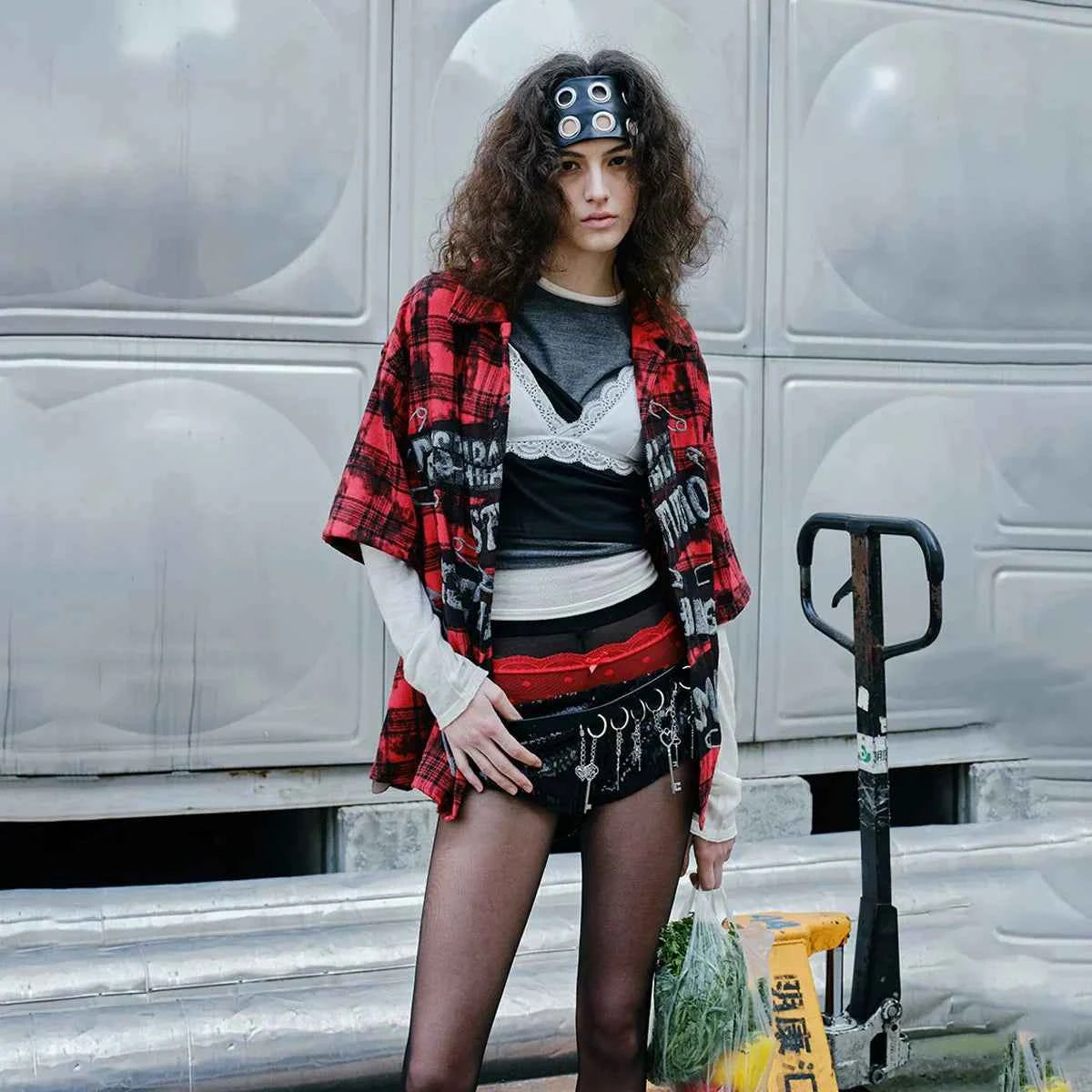 Durable Gothing Plaid Short Sleeve Red Casual Shirt
