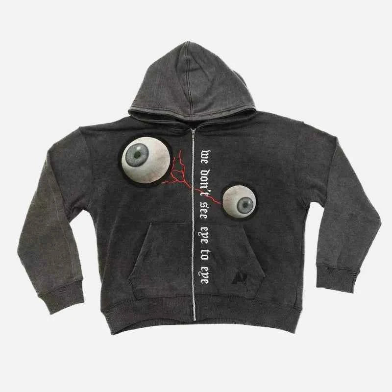 Quirky Gothic Eyeball Pattern Loose Sweatshirt